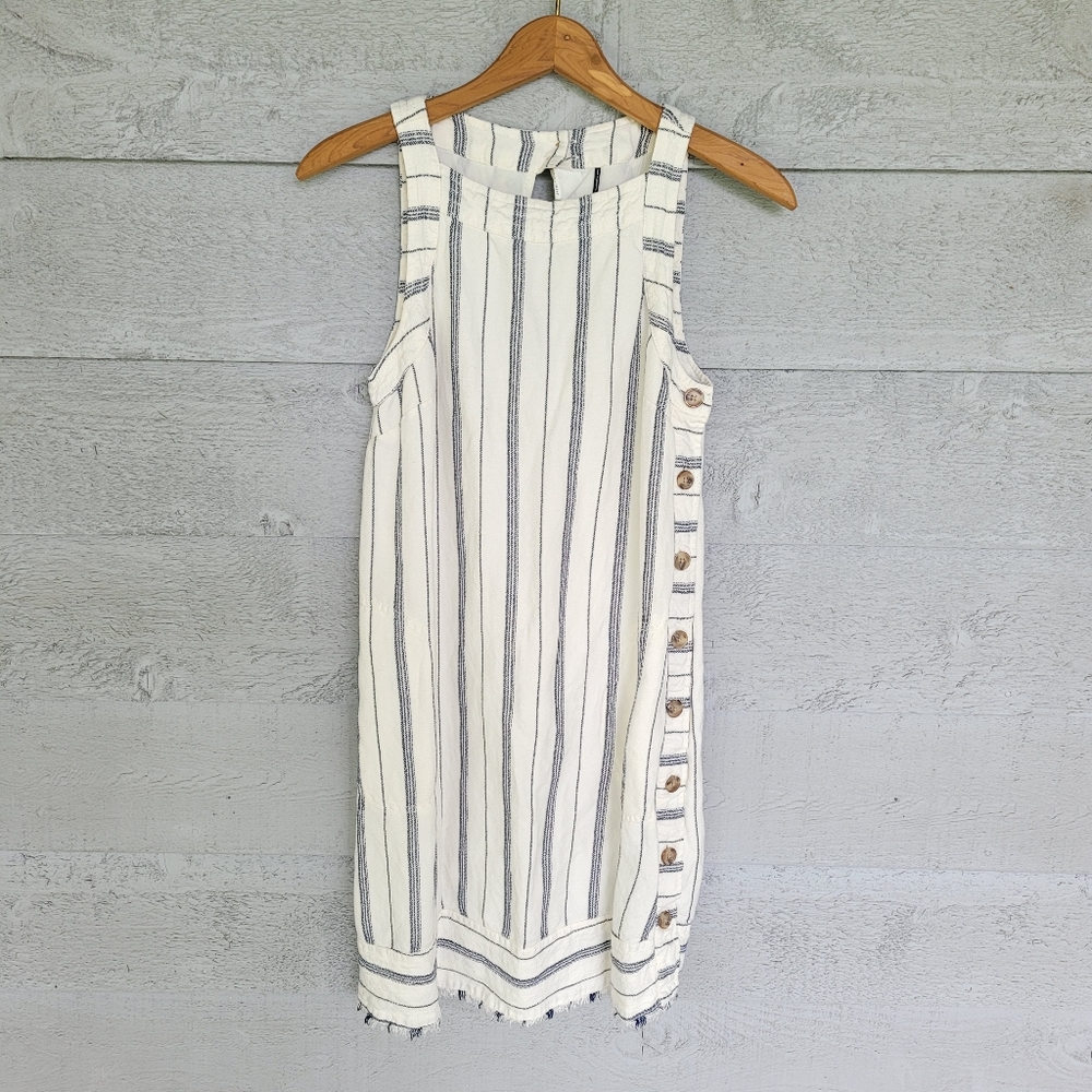 Anthropologie Akemi +Kin Claudia Navy and Cream Striped Dress Size 0